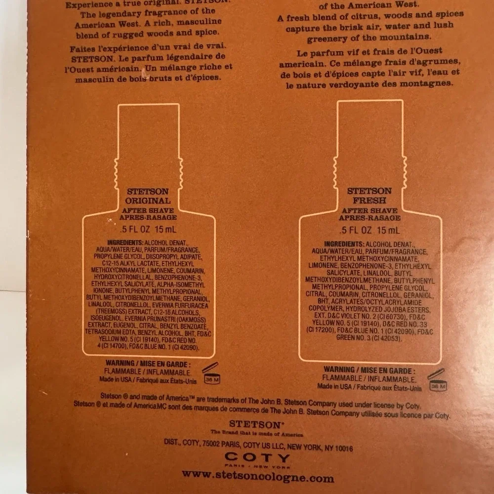 Stetson Original &‎ Fresh After Shave - 2 Piece Gift Set .5oz 15ml